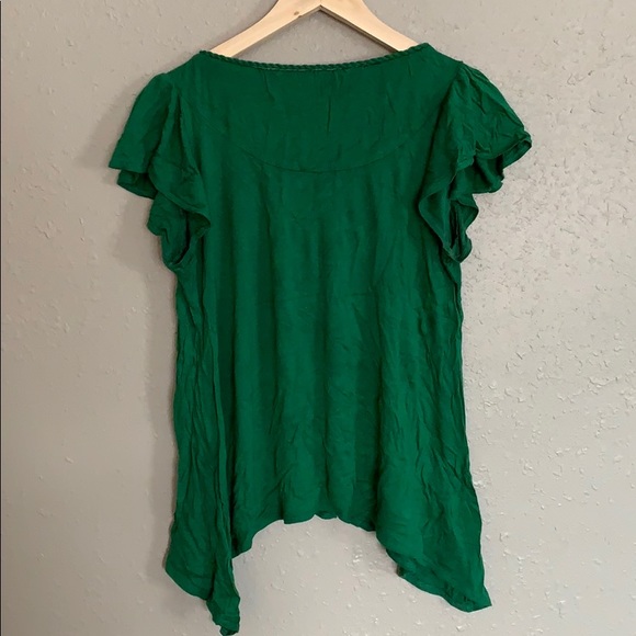 Kelly green beaded blouse from Anthropologie - Picture 4 of 5